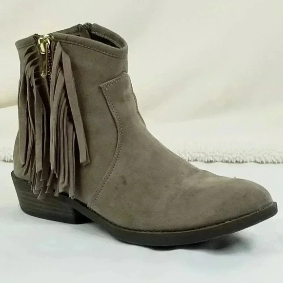 Sam Edelman Size 4 Taupe Becka Addie Side Zip Tassels Suede Women's Ankle Boots - Picture 2 of 12